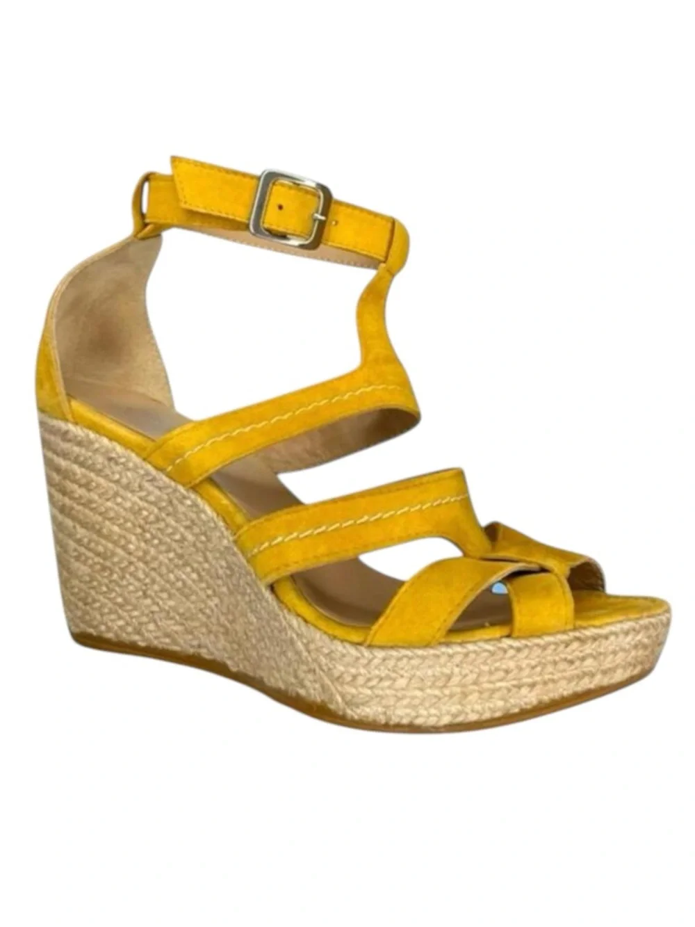 Castell Menorca ❤︎︎ Platform Espadrille Wedge Sandals ❤︎︎ Yellow Suede ❤︎︎ 40